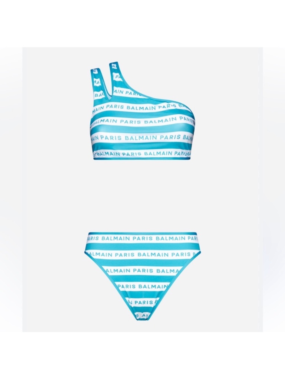 Balmain Logo One Shoulder Bikini